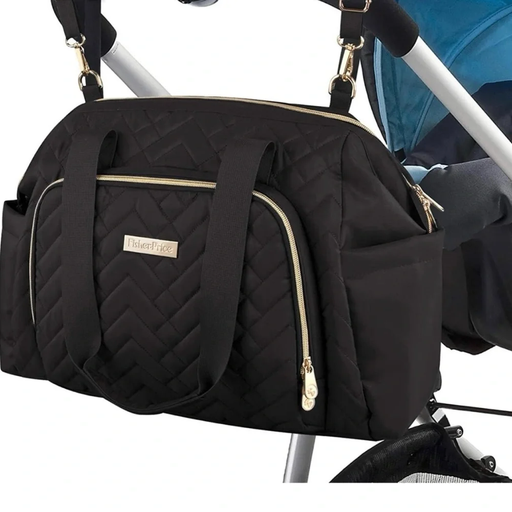 Brand New Black Fisher Price Quilted Diaper Bag